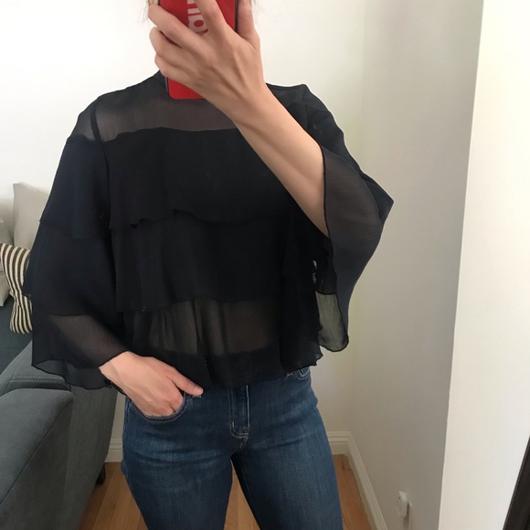 Zara Tops - 💕Zara💕Sheer Navy Top